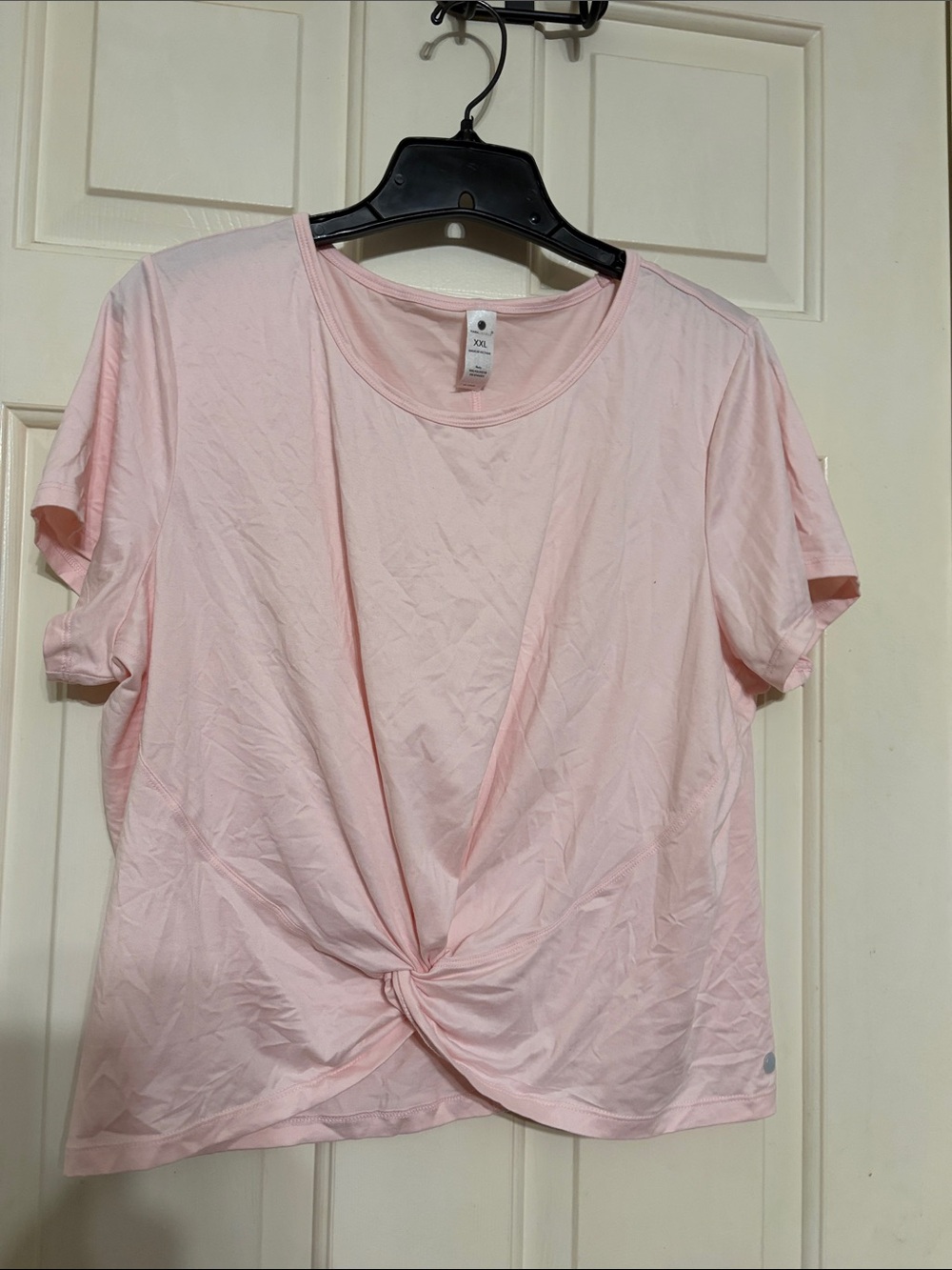 Yogalicious Light Pink Twist-Front Short Sleeve Tee